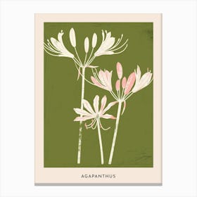Pink & Green Agapanthus 3 Flower Poster Canvas Print