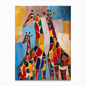 Geometric Giraffe Family 3 Canvas Print