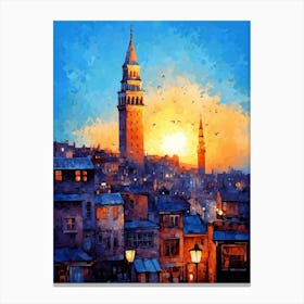 Galata Tower Pixel Art 9 Canvas Print