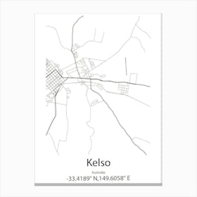 Kelso,Australia Minimalist Map Canvas Print