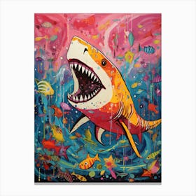 A Shark Playing Golf Vibrant Paint Splash 1 Canvas Print