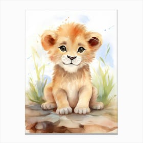 Drawing Watercolour Lion Art Painting 3 Canvas Print