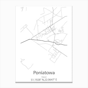 Poniatowa,Poland Minimalist Map Stampe su tela