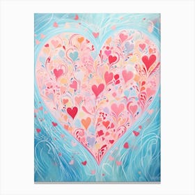 Pastel Blue & Pink Doodle Heart 2 Canvas Print