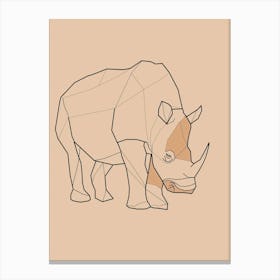 Rhino - Boho, Line Art 2 Canvas Print