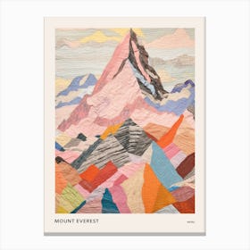 Mount Everest Nepal 4 Colourful Mountain Illustration Poster Canvas Print
