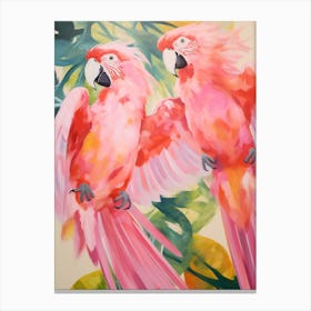 Pink Ethereal Bird Painting Macaw 5 Canvas Print