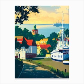 Port Of Klaipeda Lithuania Vintage Poster harbour Canvas Print