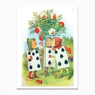 The Playing Cards Painting The Rose Bush Canvas Print