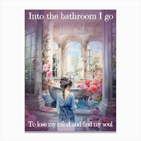 Into The Bathroom I Go. Bathroom aquarelle art print Canvas Print
