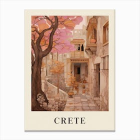 Crete Greece 1 Vintage Pink Travel Illustration Poster Canvas Print