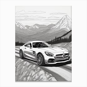 Mercedes Benz Amg Gt Snowy Mountain Drawing 2 Canvas Print
