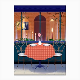 An Illustration Of A Romantic Parisian Restaurant Leinwandbilder