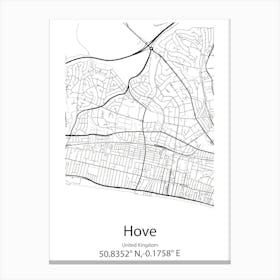 Hove,United Kingdom Minimalist Map Canvas Print