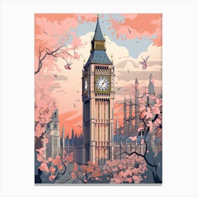 Big Ben, London   Cute Botanical Illustration Travel 1 Canvas Print