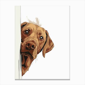 Dog Peeking Out Of The Door Canvas Print