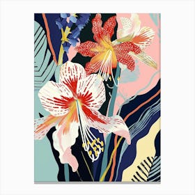 Colourful Flower Illustration Amaryllis 6 Canvas Print