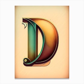 D, Letter, Alphabet Retro Drawing 4 Canvas Print