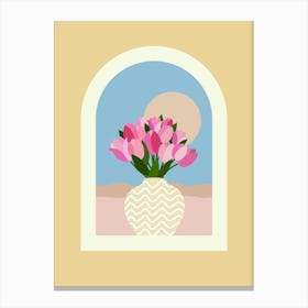 Tulips In A Vase – Yellow Canvas Print