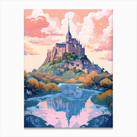 Mont Saint Michel   Normandy, France   Cute Botanical Illustration Travel 3 Canvas Print