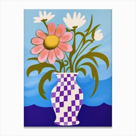 Wild Flowers Blue Tones In Vase 2 Canvas Print