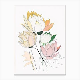 Lotus Flower Bouquet Abstract Line Drawing 2 Canvas Print