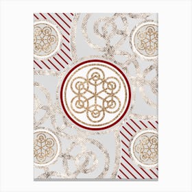 Geometric Abstract Glyph in Festive Gold Silver and Red n.0006 Canvas Print