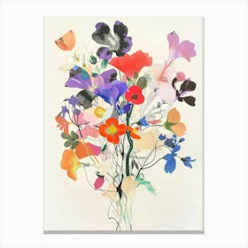 Canterbury Bells Collage Flower Bouquet Canvas Print