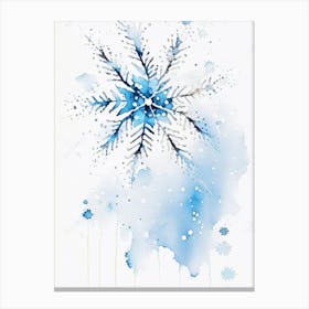 Winter, Snowflakes, Minimalist Watercolour 4 Canvas Print