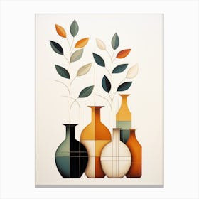 Vases And Leaves 2 Canvas Print