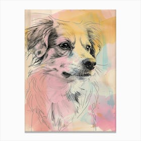 Pastel Nederlandse Kooikerhondje Dog Line Illustration 1 Canvas Print