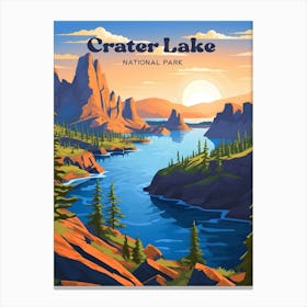 Crater Lake Oregon USA Nature Travel Art Illustration Canvas Print