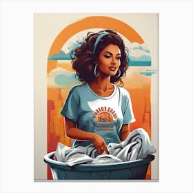 Woman Washing Clothes Canvas Print