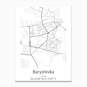 Baryshivka,Ukraine Minimalist Map Canvas Print