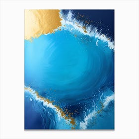 Blue And Gold Abstract Painting Canvas Print