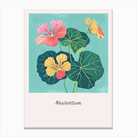 Nasturtium 1 Square Flower Illustration Poster Canvas Print