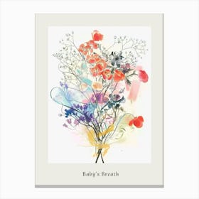Baby S Breath 1 Collage Flower Bouquet Poster Canvas Print