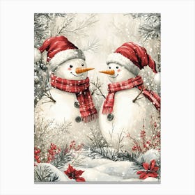 Christmas Snowman Painting Canvas Print