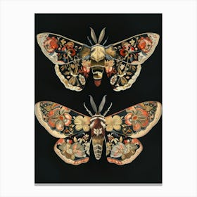 Night Butterflies William Morris Style 4 Canvas Print
