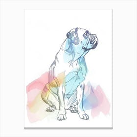 Mastiff Dog Pastel Line Painting 1 Canvas Print