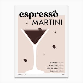 Espresso Martini in Beige Cocktail Recipe Canvas Print