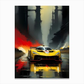 Racing Car In The Rain Canvas Print