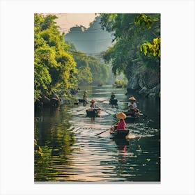 People In Boats On A River Canvas Print