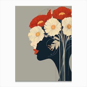 Portrait Of A Woman With Flowers 1 Canvas Print