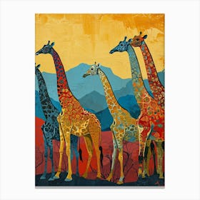 Abstract Geometric Giraffe Herd 1 Canvas Print