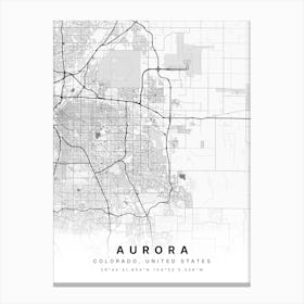 Aurora Colorado USA White Map Canvas Print