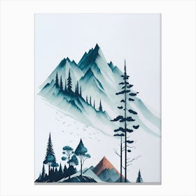 Mountain And Forest In Minimalist Watercolor Vertical Composition 370 Canvas Print