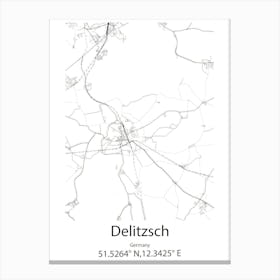 Delitzsch,Germany Minimalist Map Canvas Print