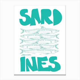 Sardines, Teal Canvas Print