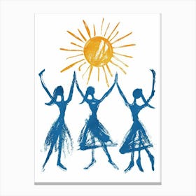 Three Girls Dancing In The Sun Canvas Print